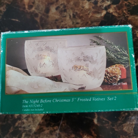 Celebrations Crystal Clear The Night Before Christmas Frosted Votives Set Of 2 - Picture 6 of 6